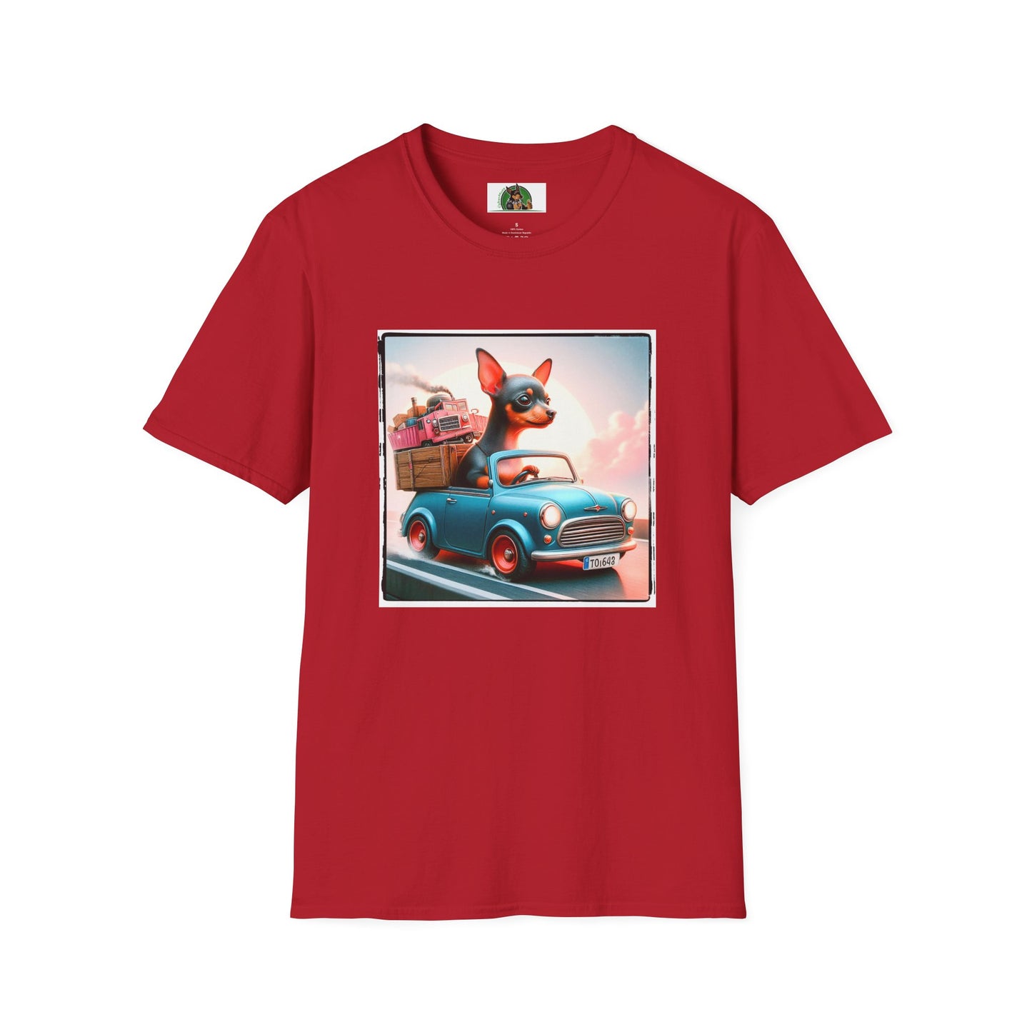 Min Pin T-Shirt tiny baby driver T-Shirt Printify S Cherry Red