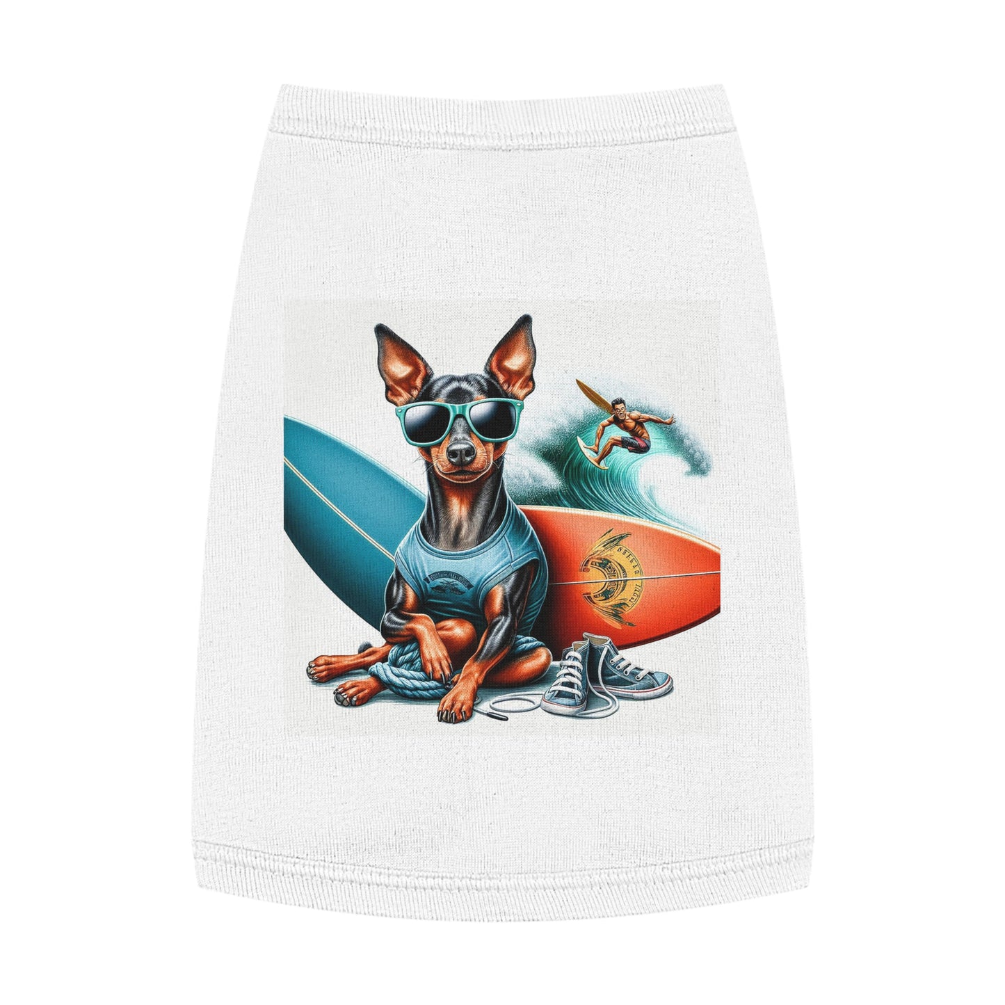 Min Pin Tank Tops surfs up Pets Printify M White