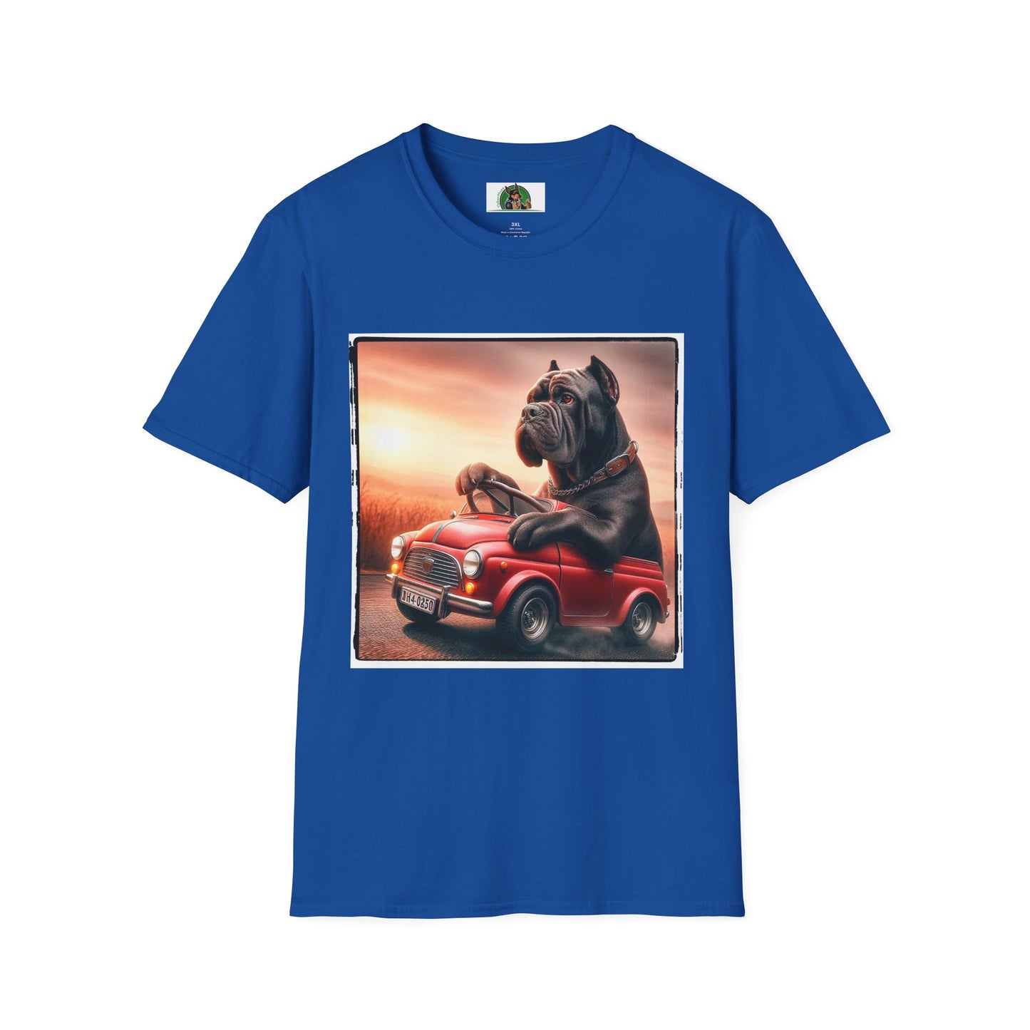 Wacky Cane Corso Driving Little Car T-Shirt Printify XS Royal