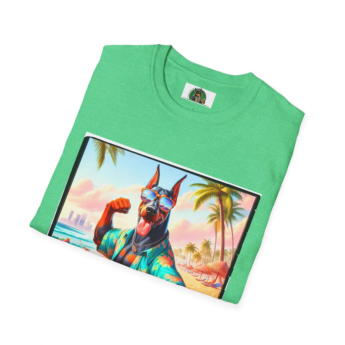 Doberman beach hunk t shirt
