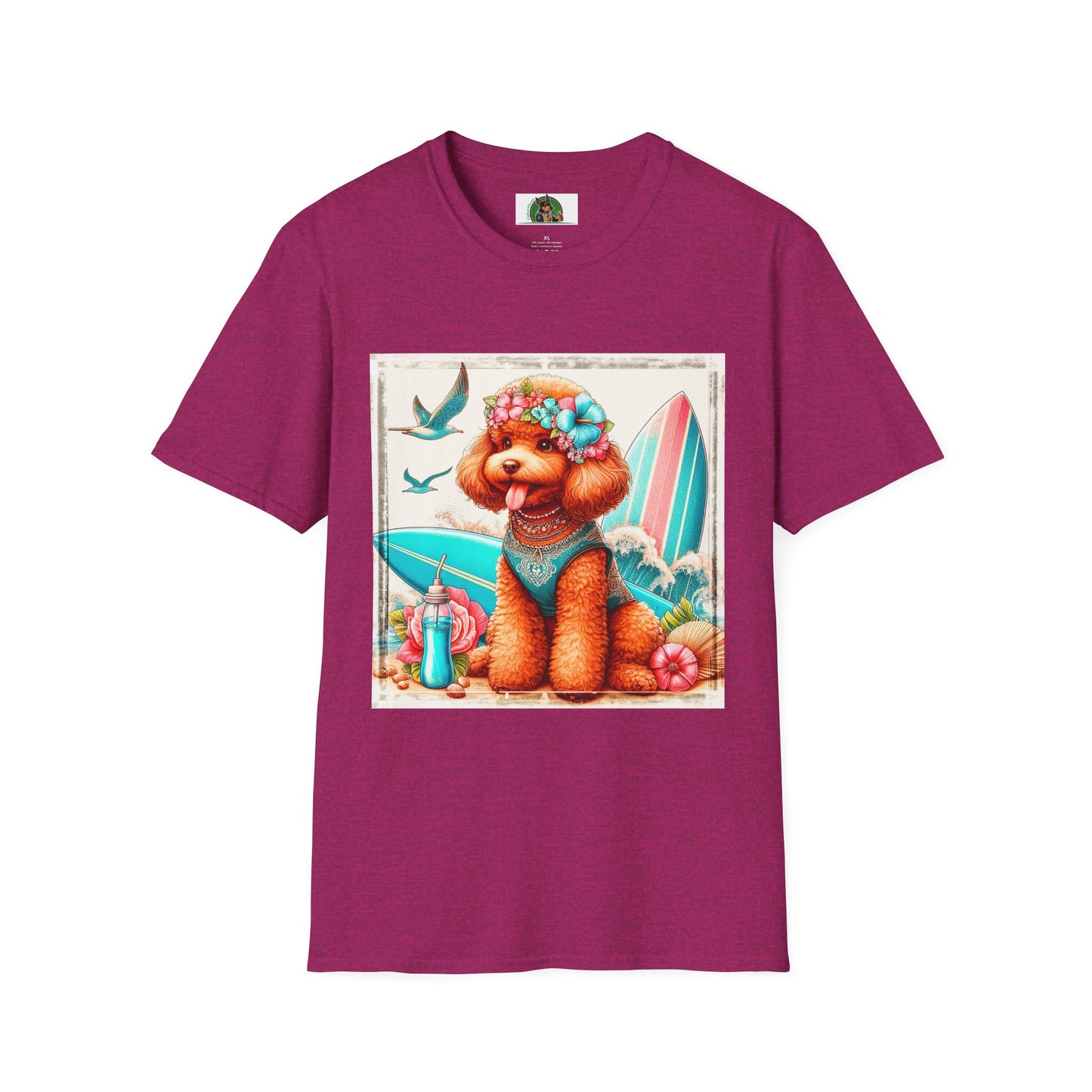 Poodle beach surfer babe t shirt T-Shirt Printify S Antique Heliconia