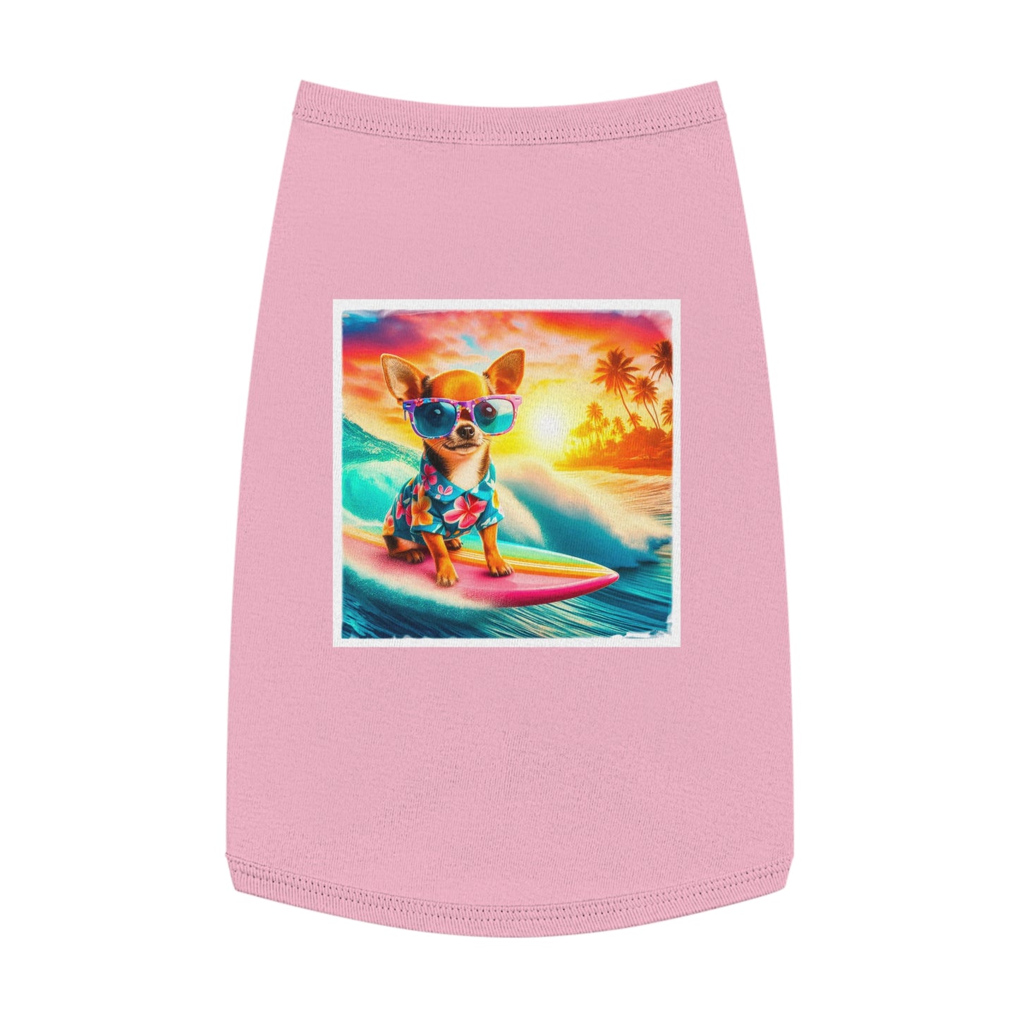 Pet Tank Top Chihuahua colorful waves t shirt Pets Printify L Pink