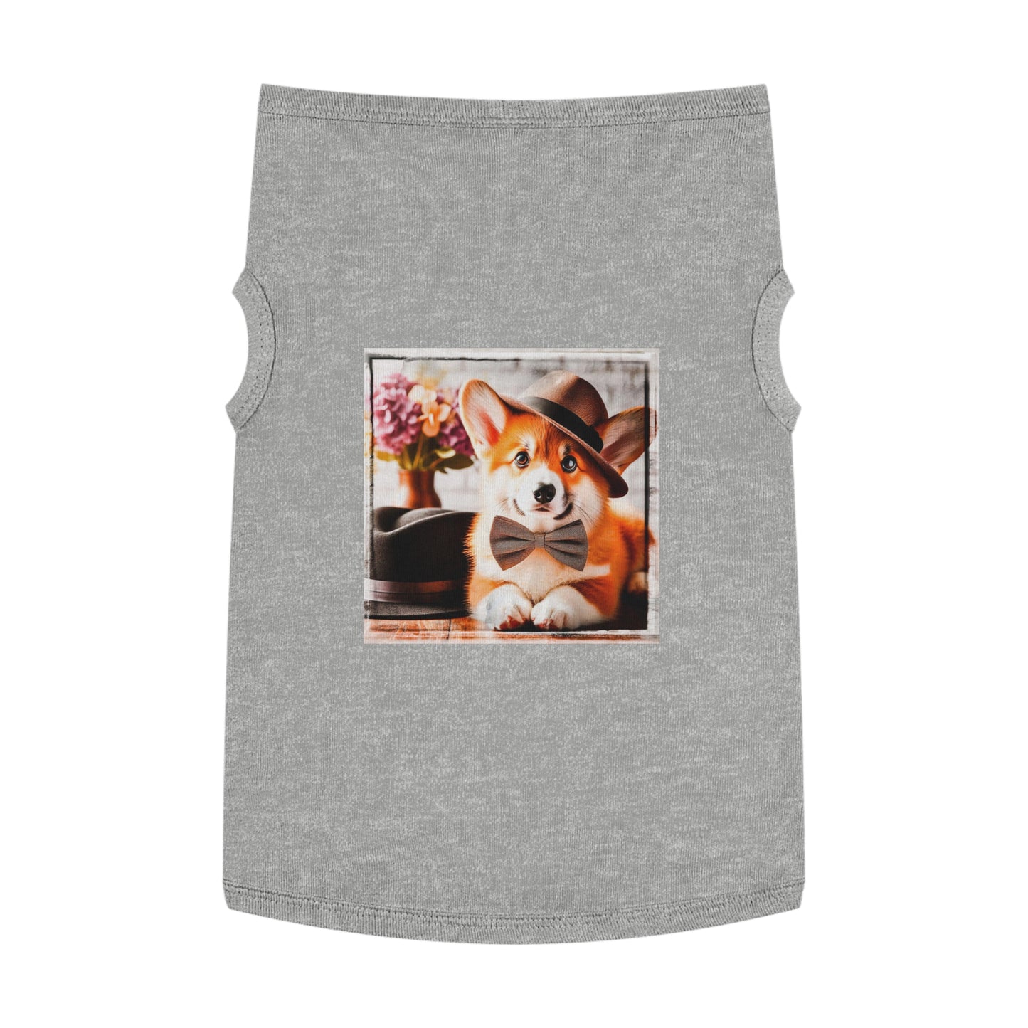 Pet Tank Top Pembroke Welsh Corgi pretty bow tie Pets Printify XL Heather
