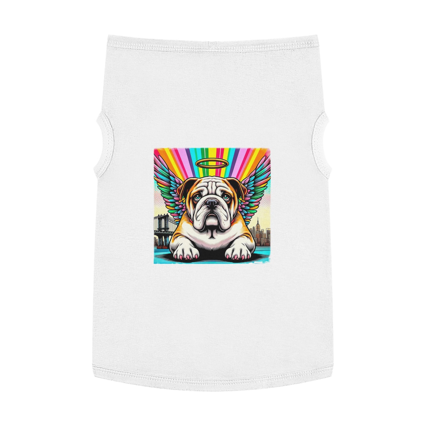 Pet Tank Top Bulldog heavenly angel t shirt Pets Printify XL White