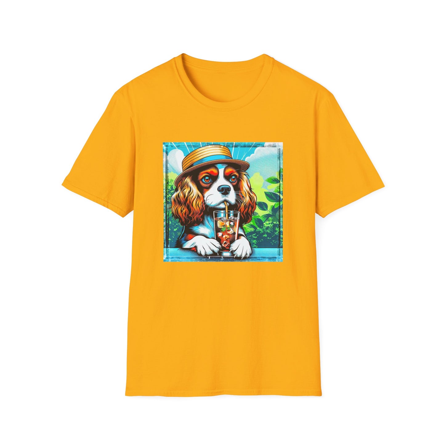 Cavalier King Charles Spaniel Summer Dog TShirt T-Shirt Printify S Gold