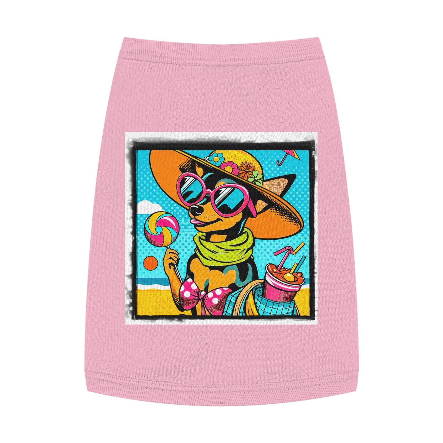 Min Pin Tank Tops beach babe Pets Printify M Pink