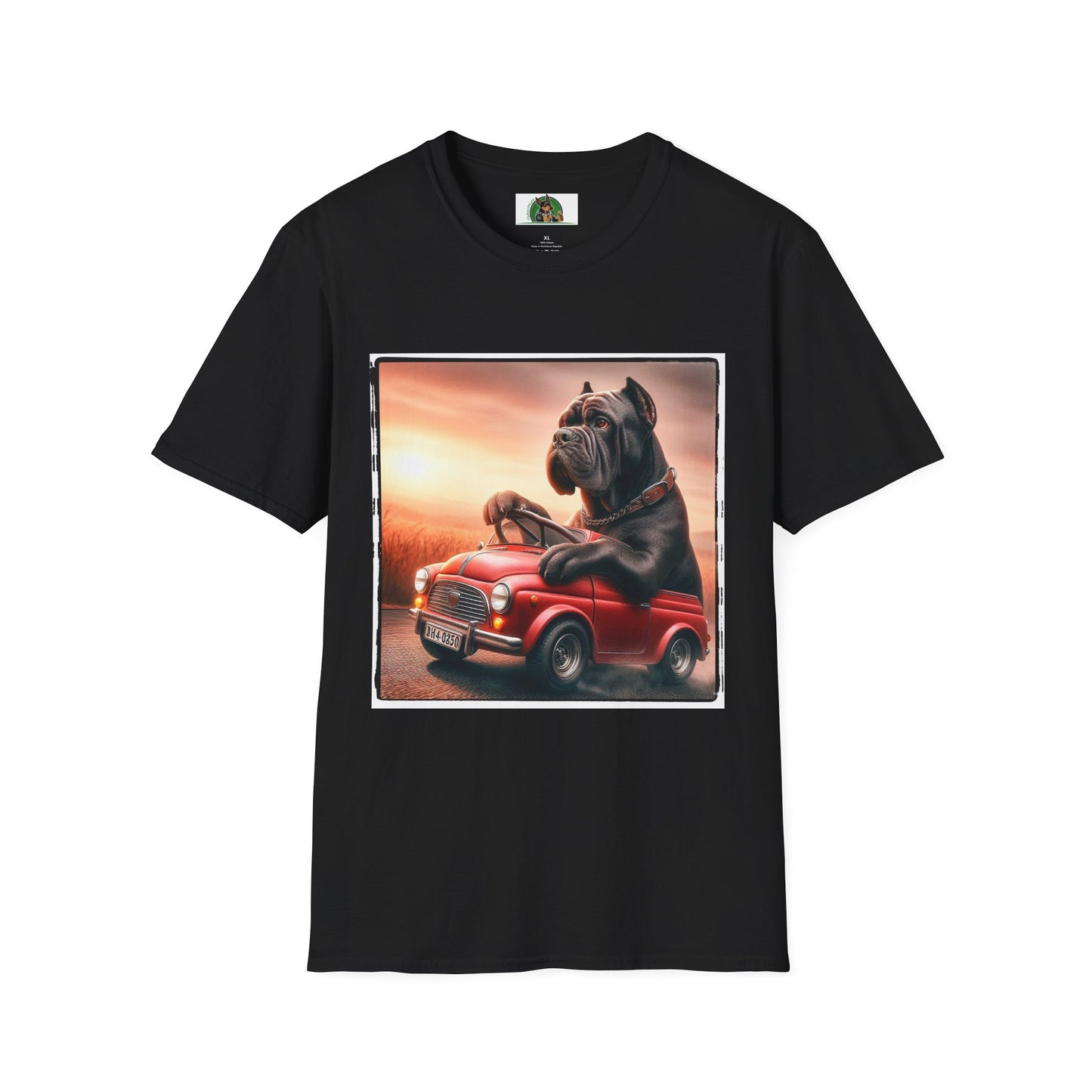 Wacky Cane Corso Driving Little Car T-Shirt Printify XS Black