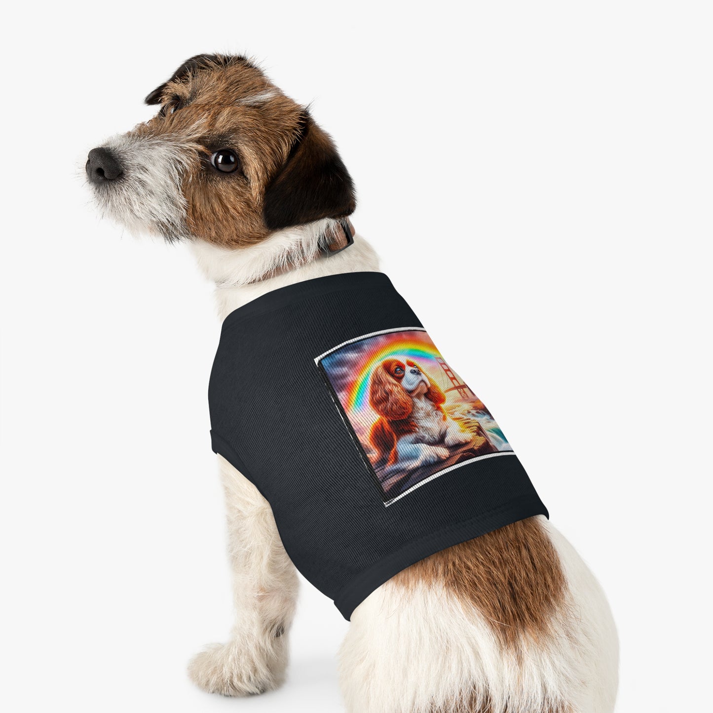 Pet Tank Top Cavalier King Charles Spaniel Rainbow bridge T Shirt Pets Printify