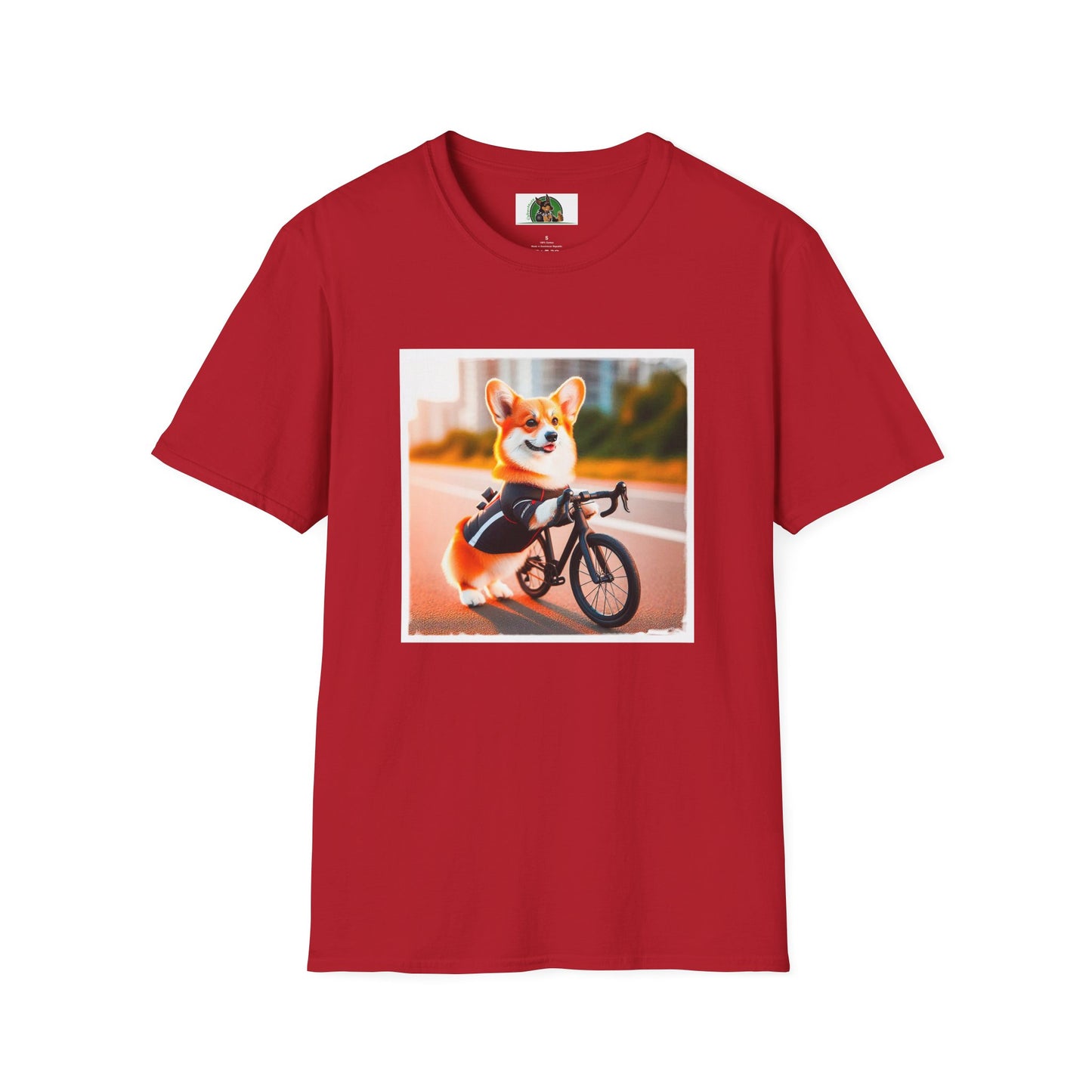 Pembroke Welsh Corgi tiny bike shirt T-Shirt Printify S Cherry Red