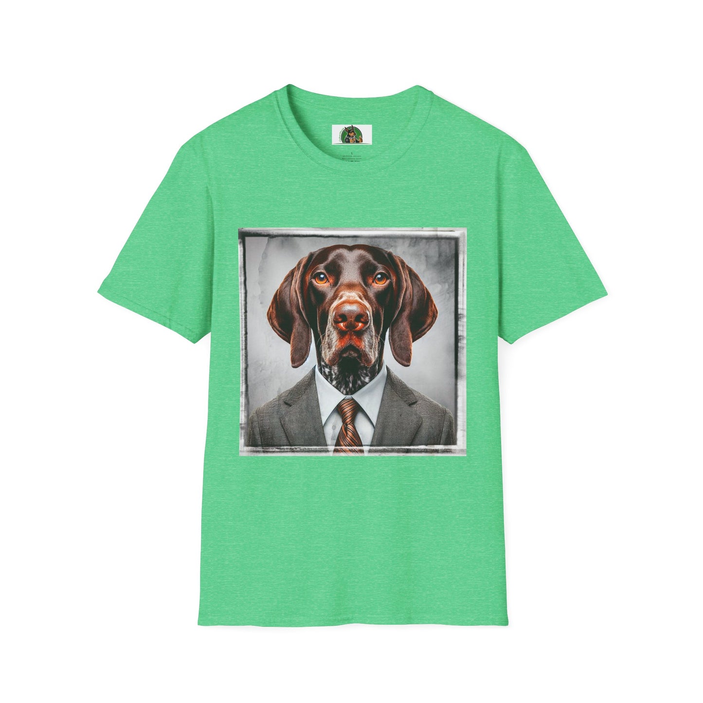 German Shorthaired Pointer business man t shirt T-Shirt Printify S Heather Irish Green