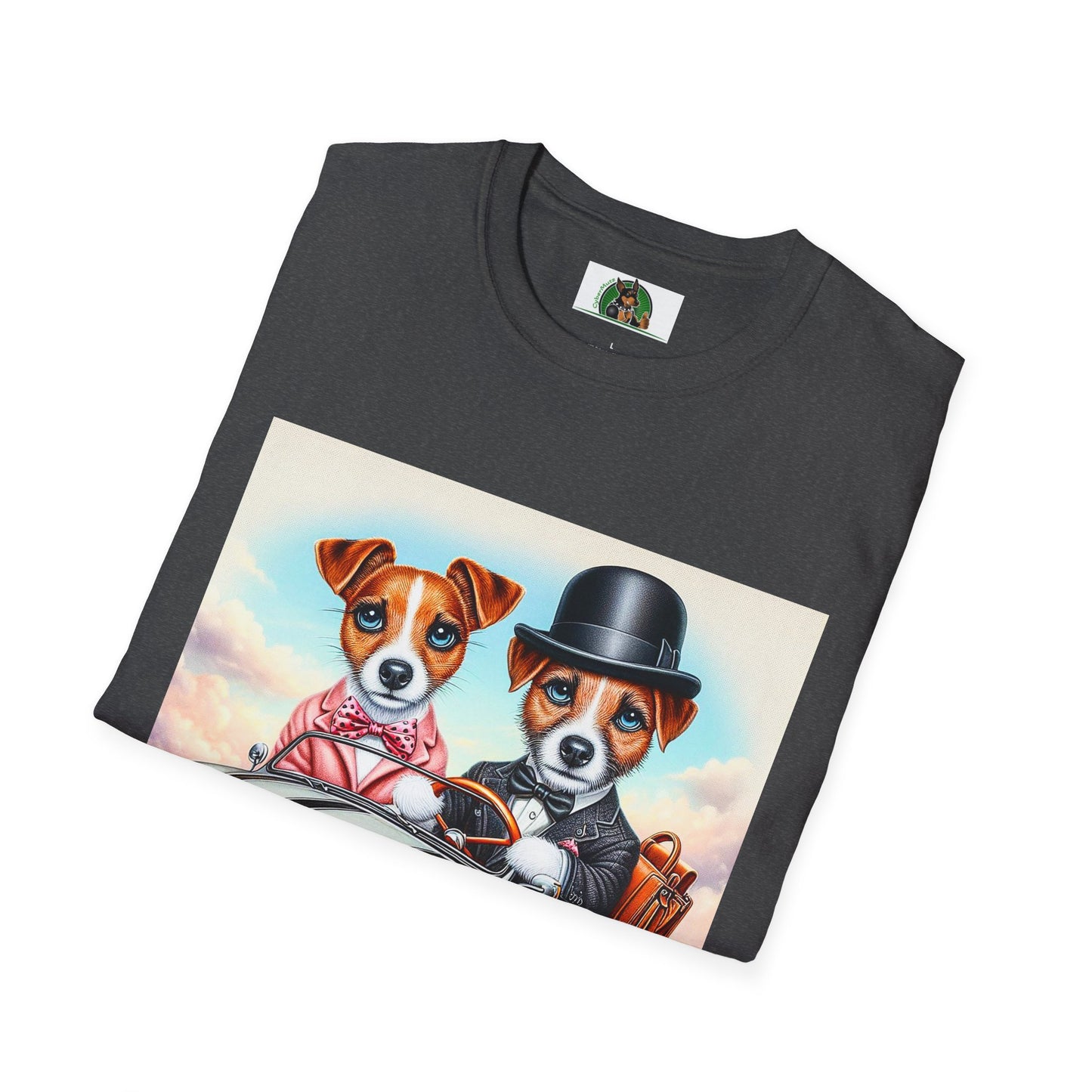 Wacky Jack Russell Top Hat Couple In Car T-Shirt Printify