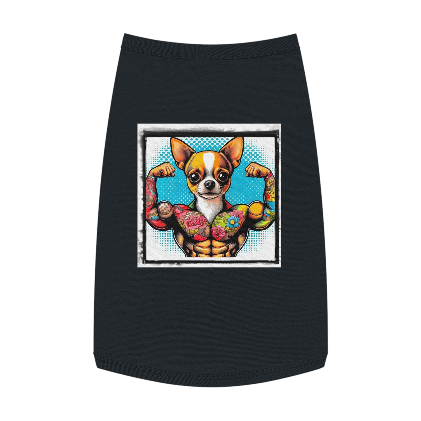 Pet Tank Top Chihuahua flexing t shirt Pets Printify