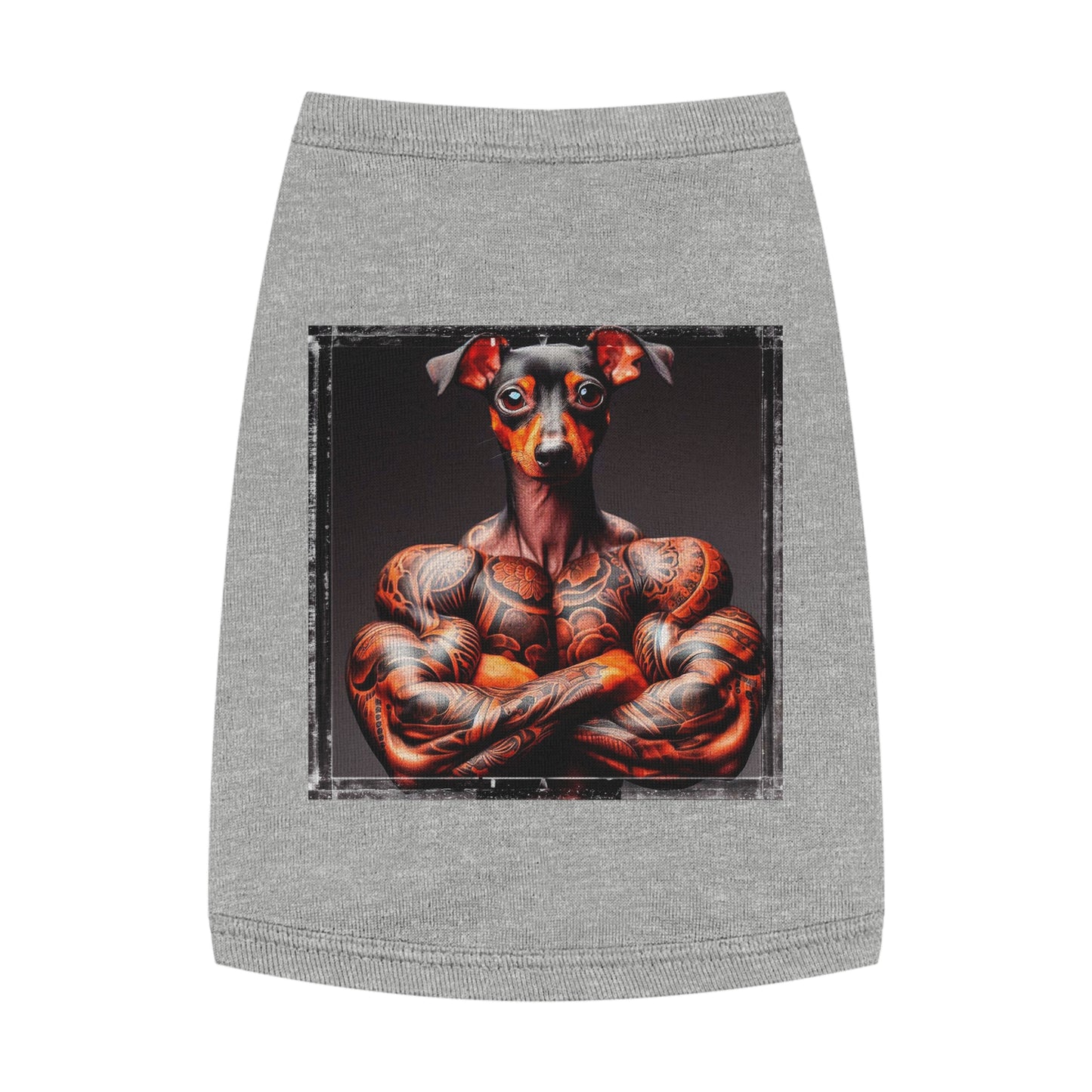 Dog Tank Top - Min Pin Tank Tops tiny muscles Pets Printify M Heather