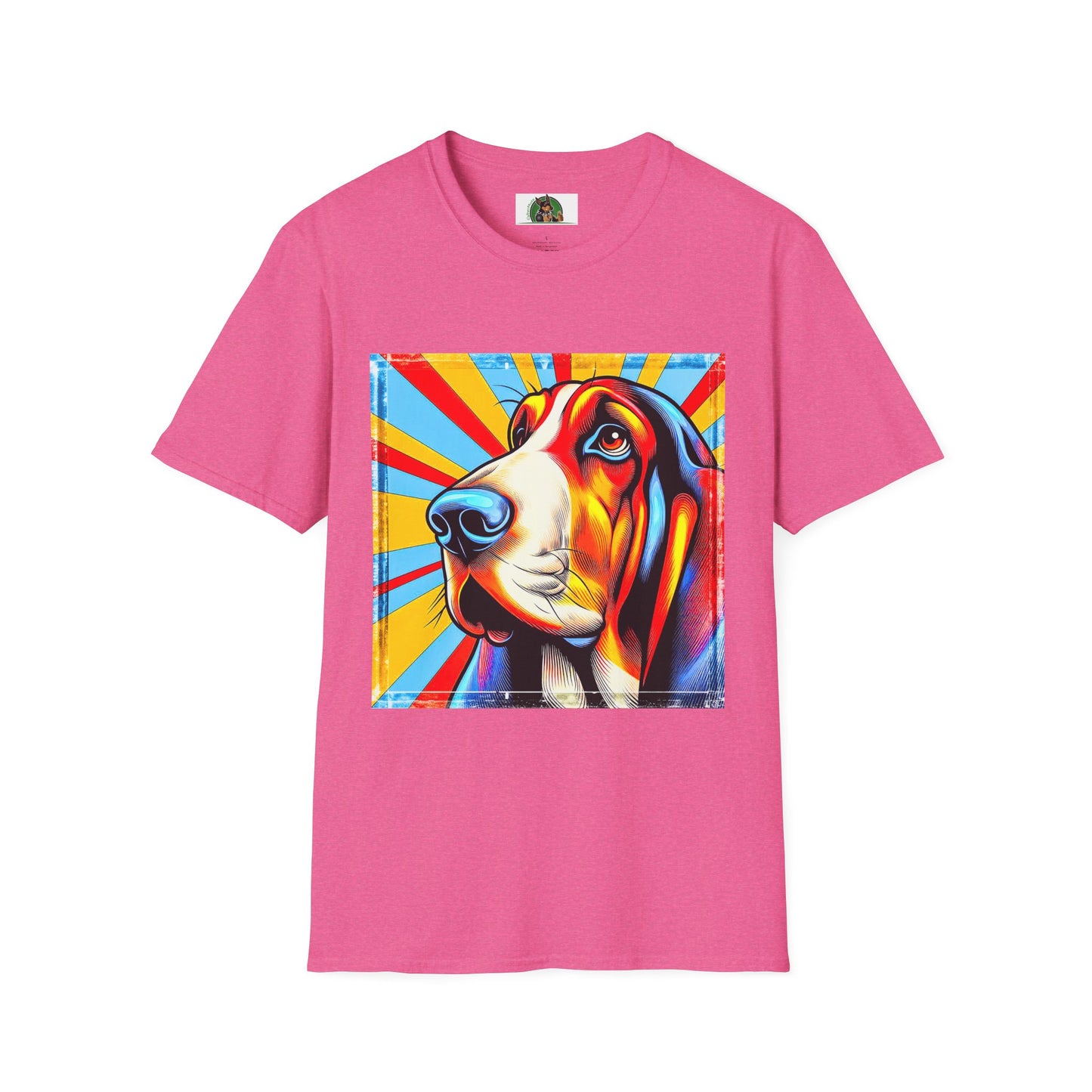 Basset Hound Bright Pop Art Pic T-Shirt Printify S Heather Heliconia