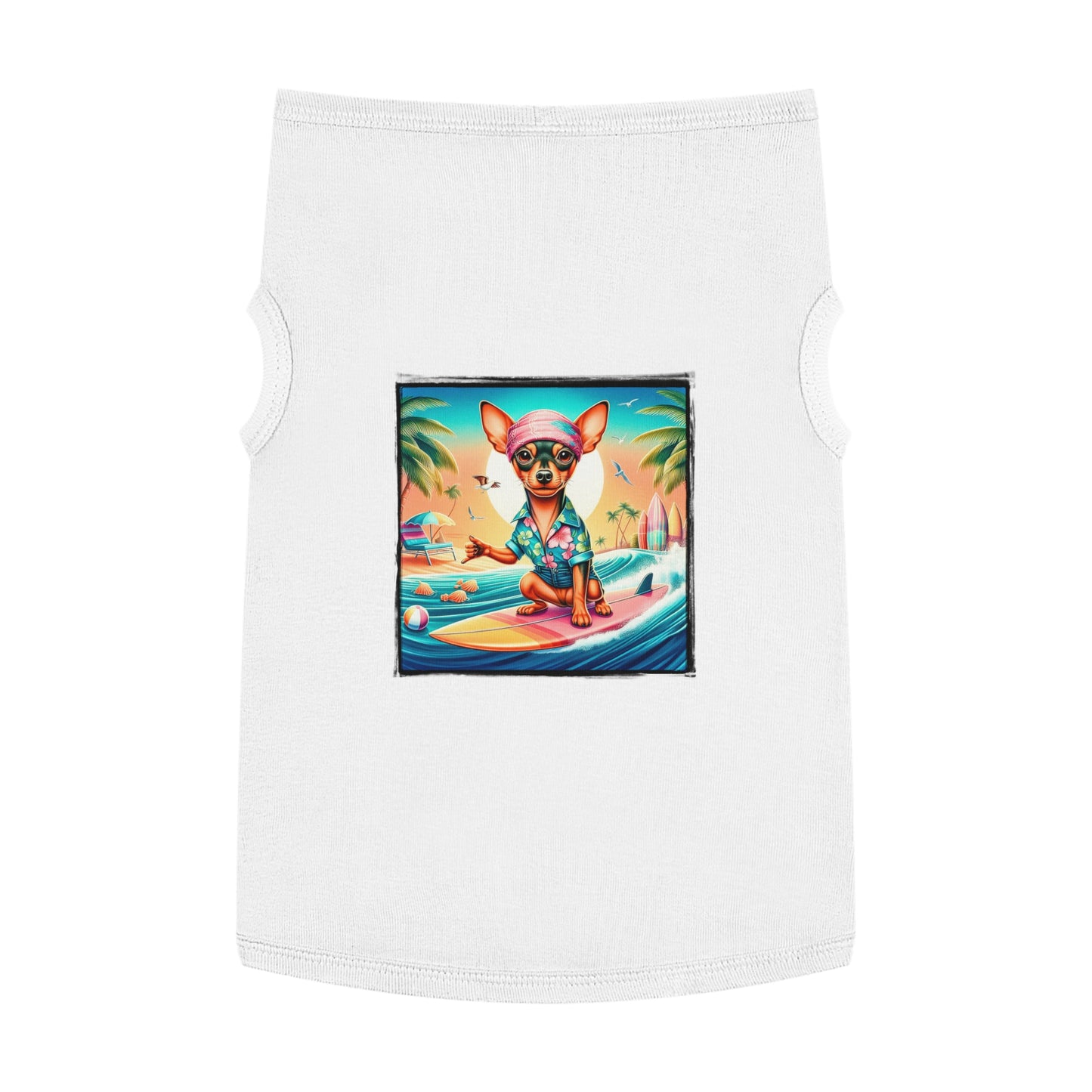 Dog Tank Top - Min Pin Tank Tops vacationing puppy Pets Printify XL White