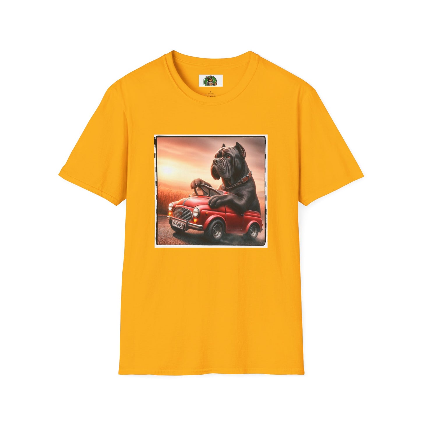 Wacky Cane Corso Driving Little Car T-Shirt Printify S Gold