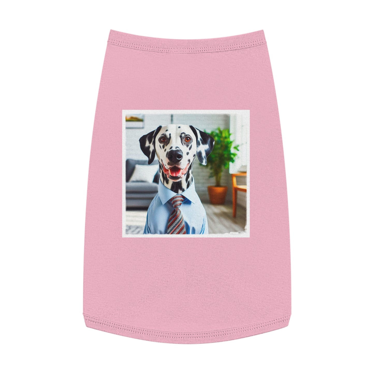 Pet Tank Top Dalmatian happy businessman t shirt Pets Printify L Pink
