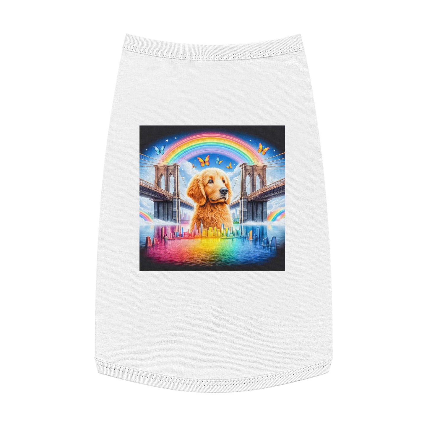 Pet Tank Golden Doodle rainbow bridge Pets Printify L White