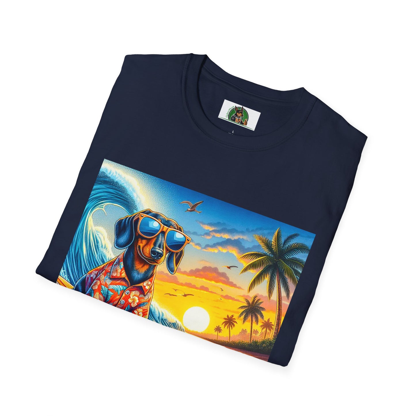 Dachshund blue waves t shirt