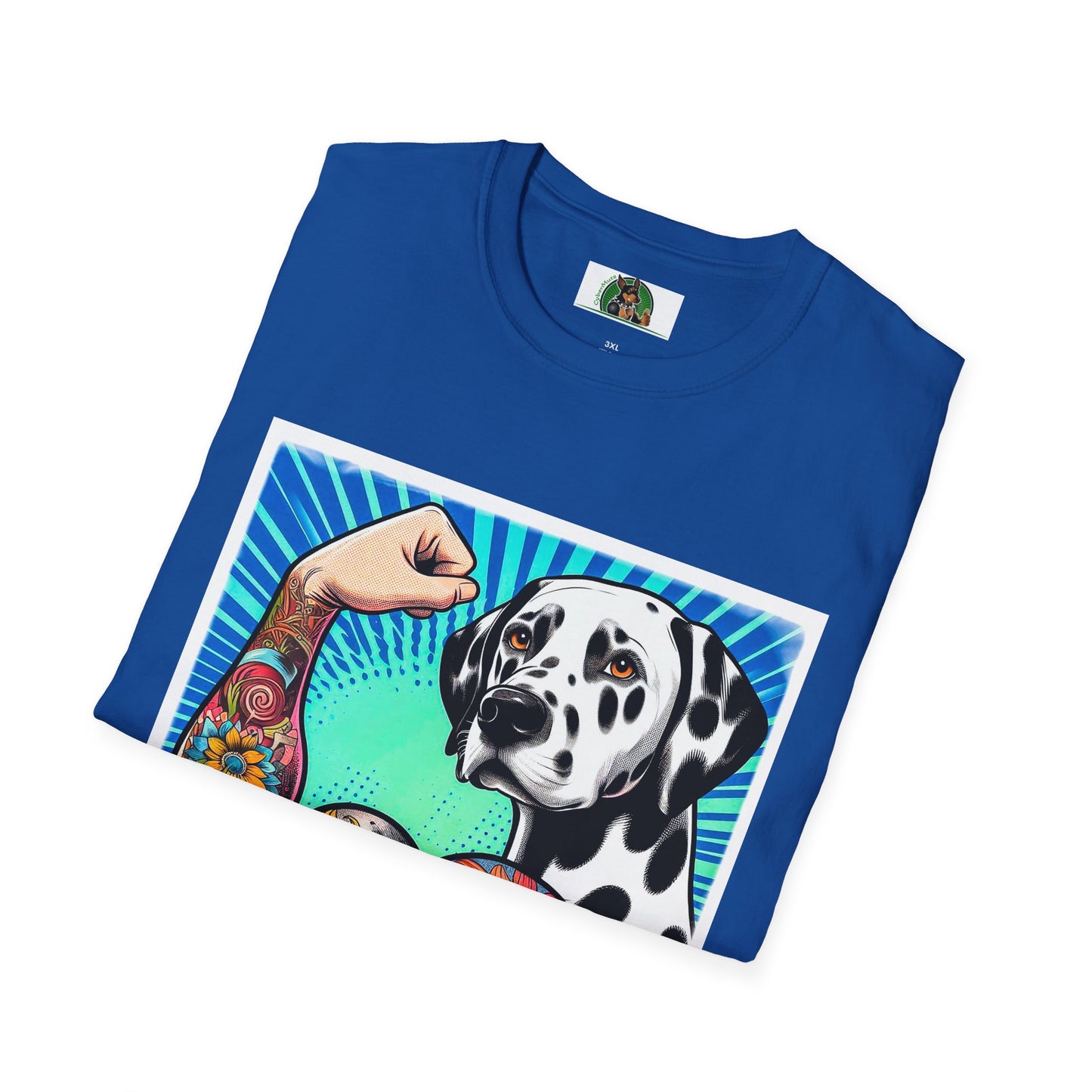 Dalmatian arm flexing t shirt T-Shirt Printify