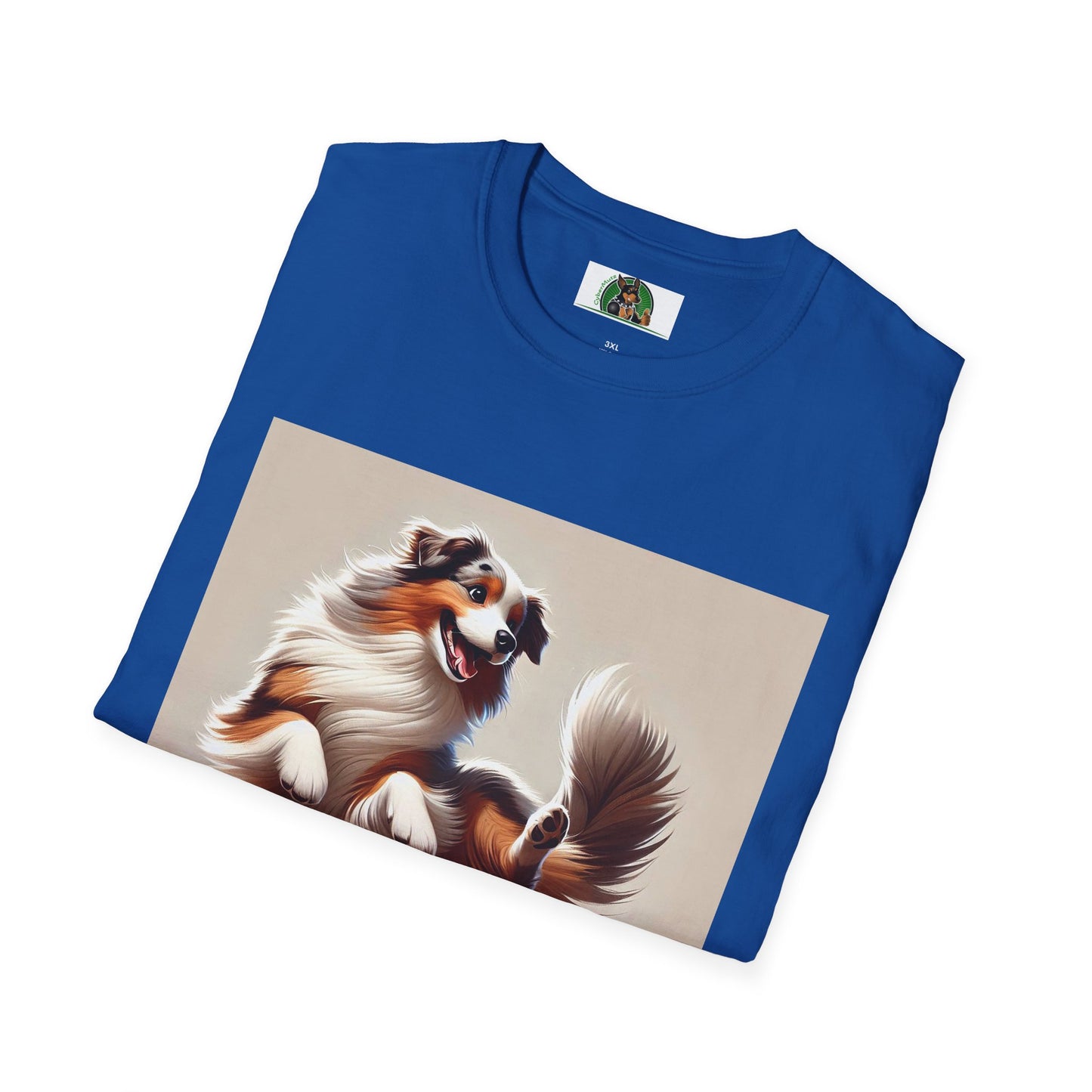 Dog Lover T-Shirt - Dancing Dog Australian Shepherd T-Shirt Printify