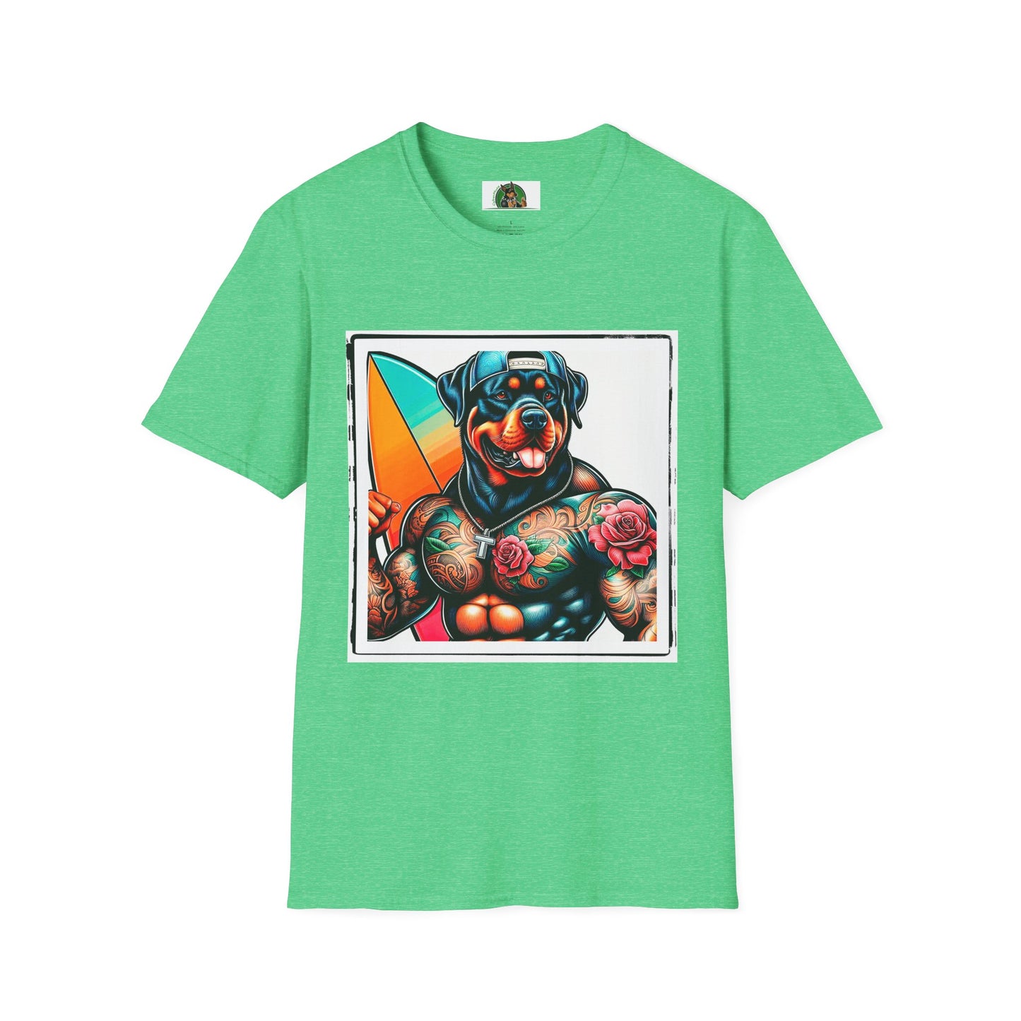 Rottweiler beach hotter shirt T-Shirt Printify S Heather Irish Green