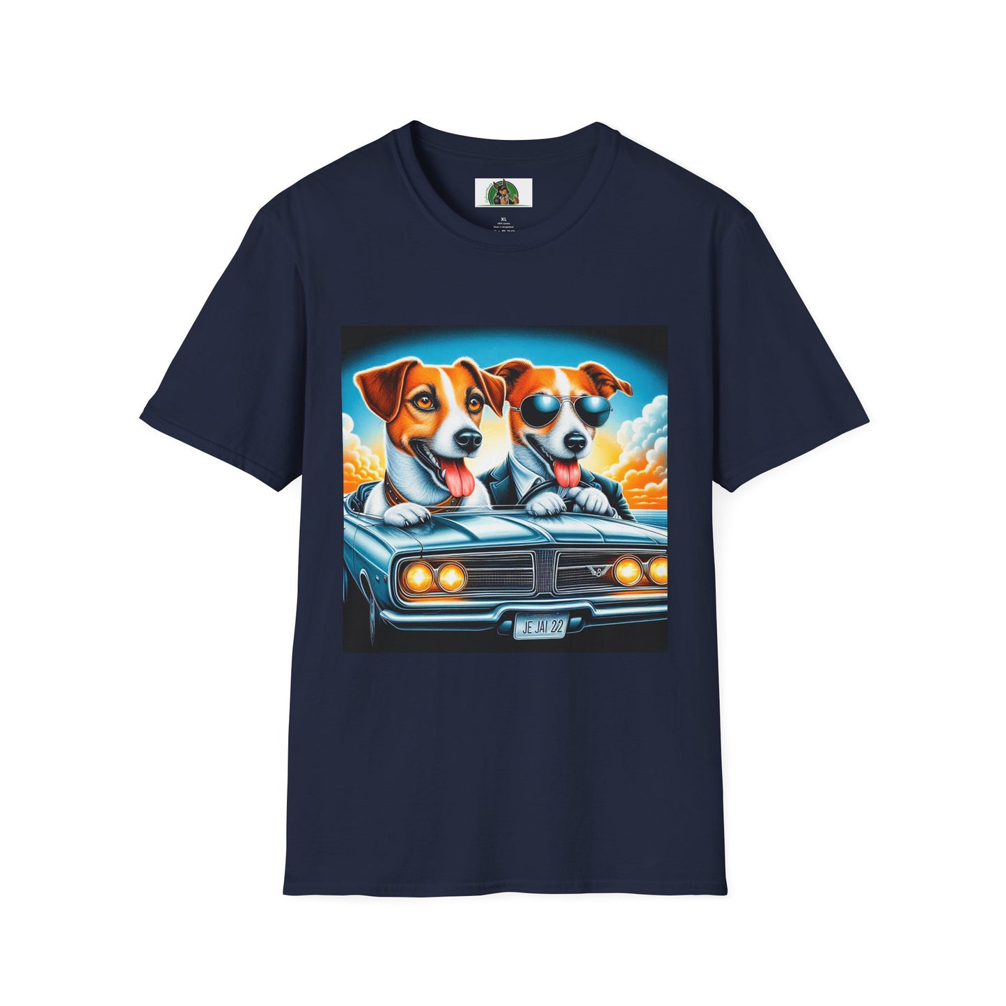 Wacky Jack Russell Father And Son Driving T-Shirt Printify S Navy
