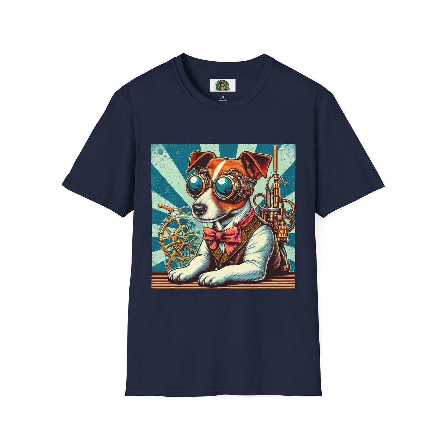 Jack Russell Steampunk Working T-Shirt Printify S Navy