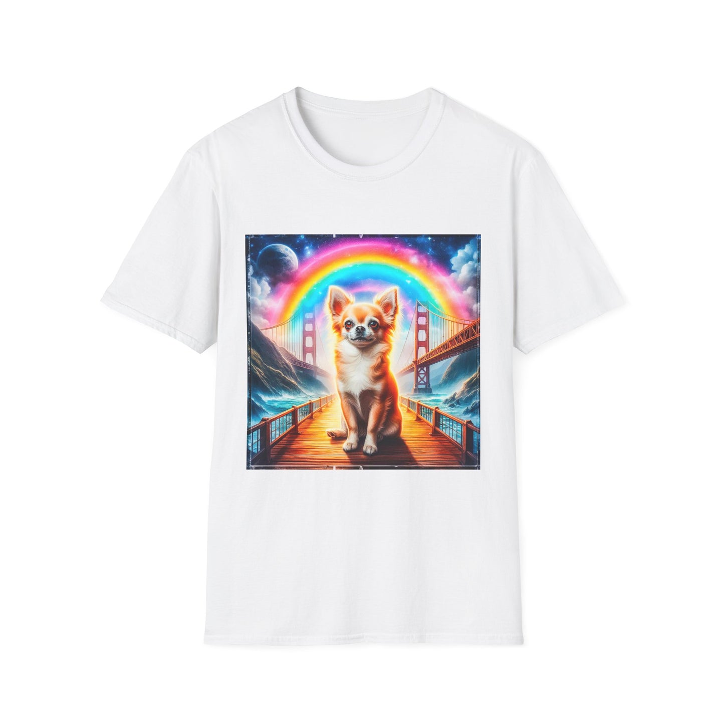 Chihuahua rainbow bridge t shirt T-Shirt Printify XS White