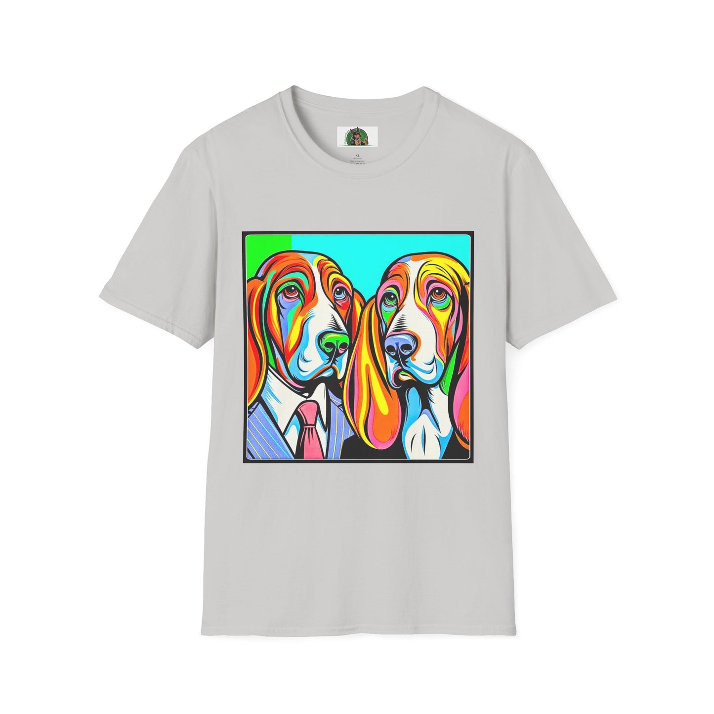 Basset Hound Couple Profile Pic T-Shirt Printify S Ice Grey