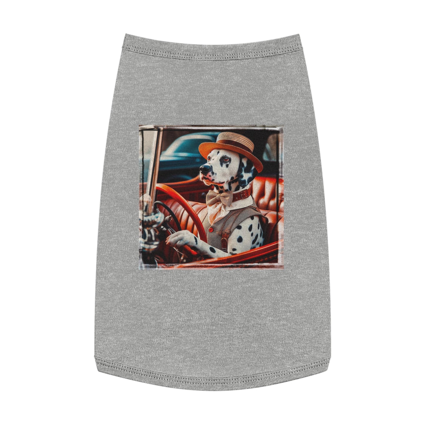 Pet Tank Top Dalmatian old time driving t shirt Pets Printify L Heather