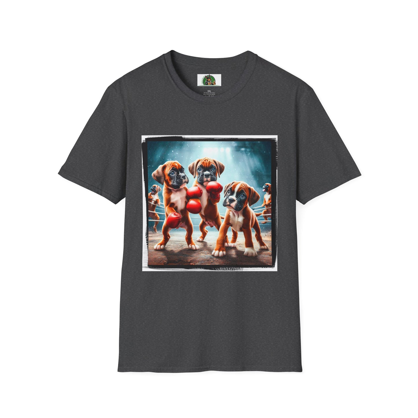 Boxer Puppies In Boxing Ring Shirt T-Shirt Printify XS Dark Heather