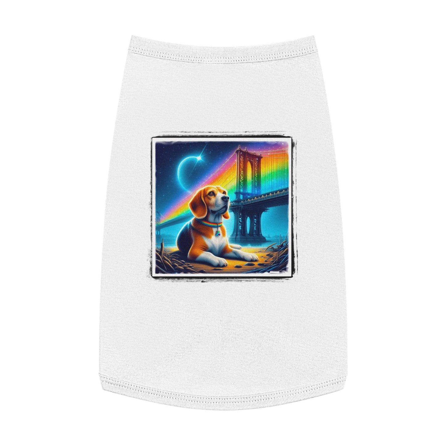 Pet Tank Top Beagle Rainbow Bridge Night Pets Printify L White