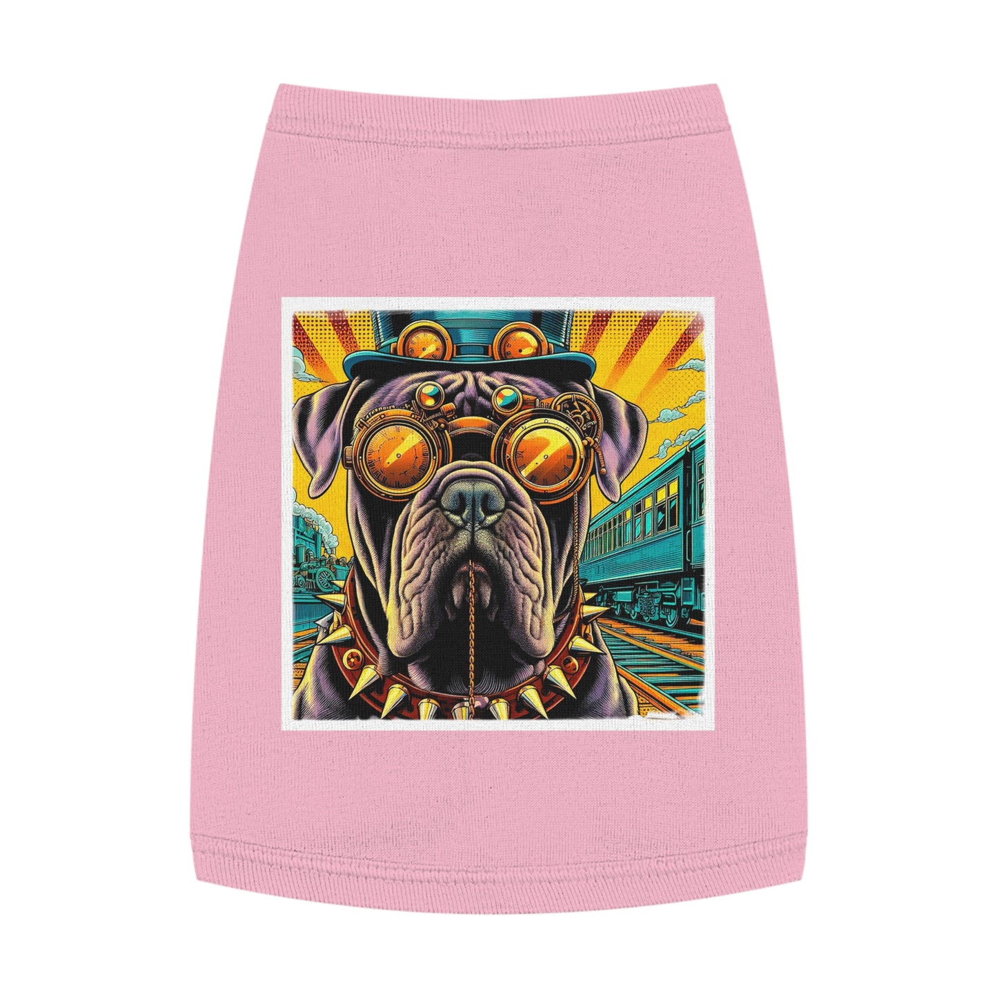 Pet Tank Top Cane Corso Spiked Collar Steampunk Dog Pets Printify M Pink