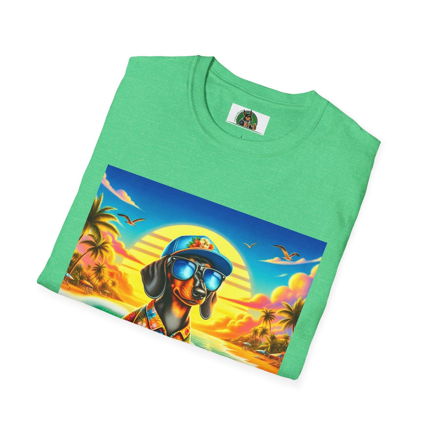 Dachshund crashing waves t shirt T-Shirt Printify