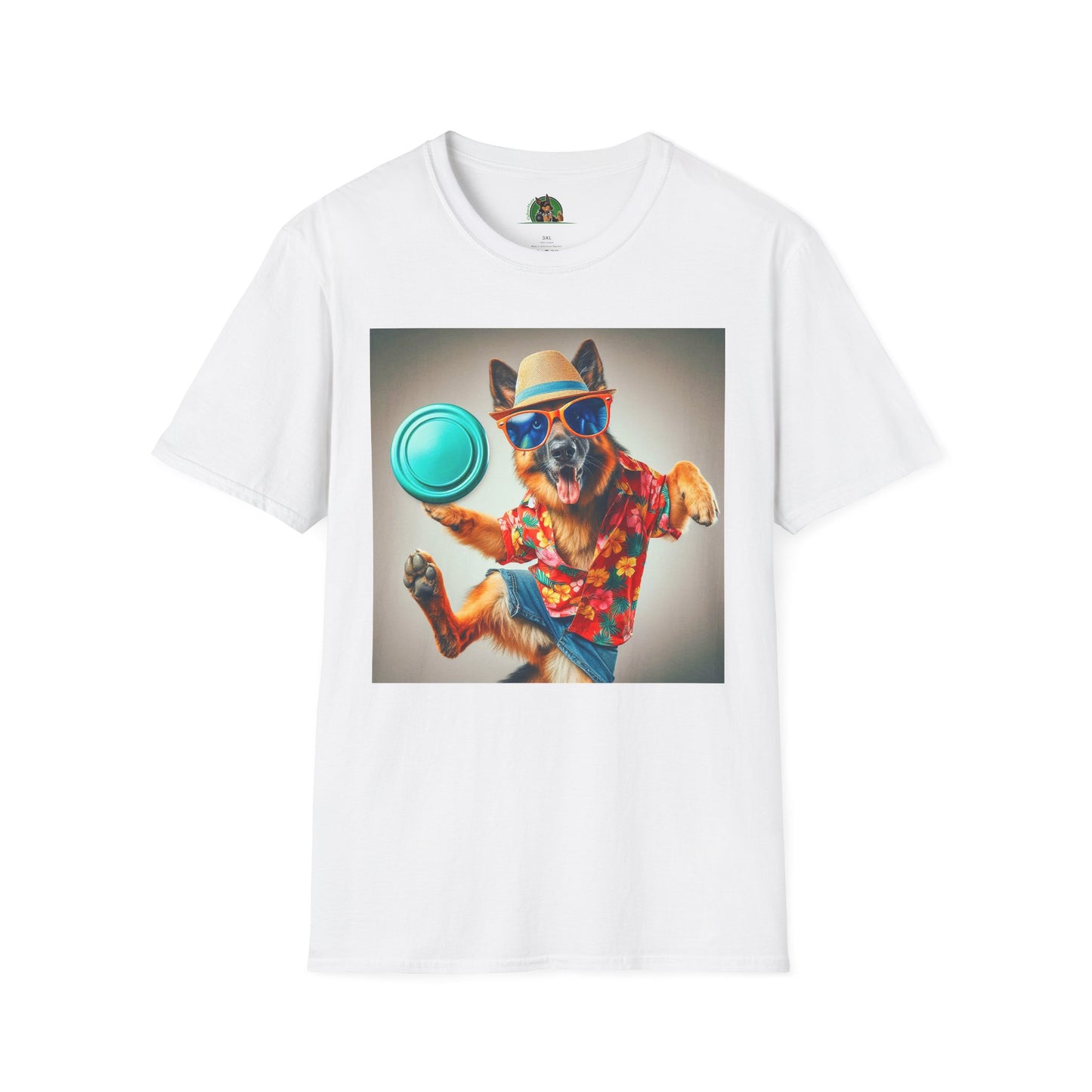 German Shepherd frisbee flying shirt T-Shirt Printify White S