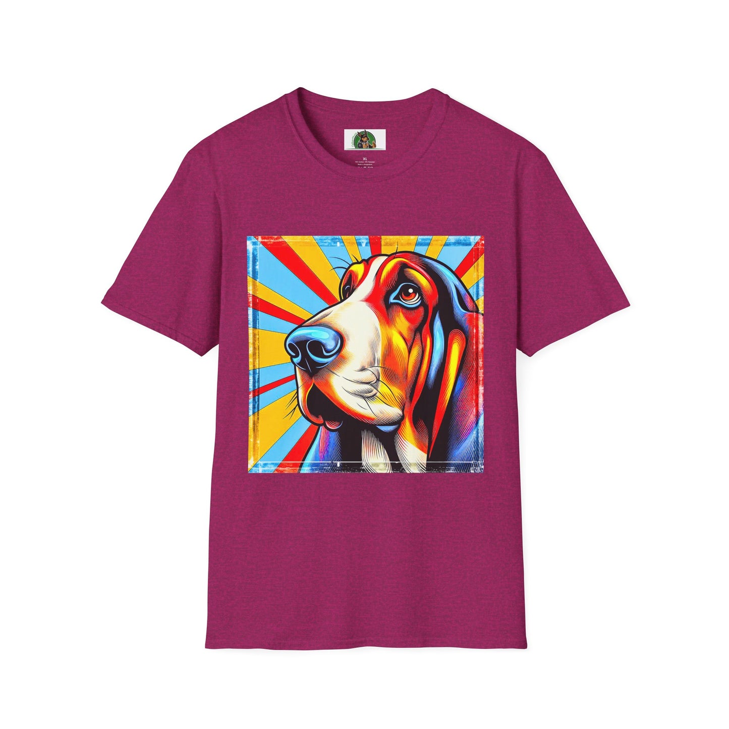 Basset Hound Bright Pop Art Pic T-Shirt Printify S Antique Heliconia