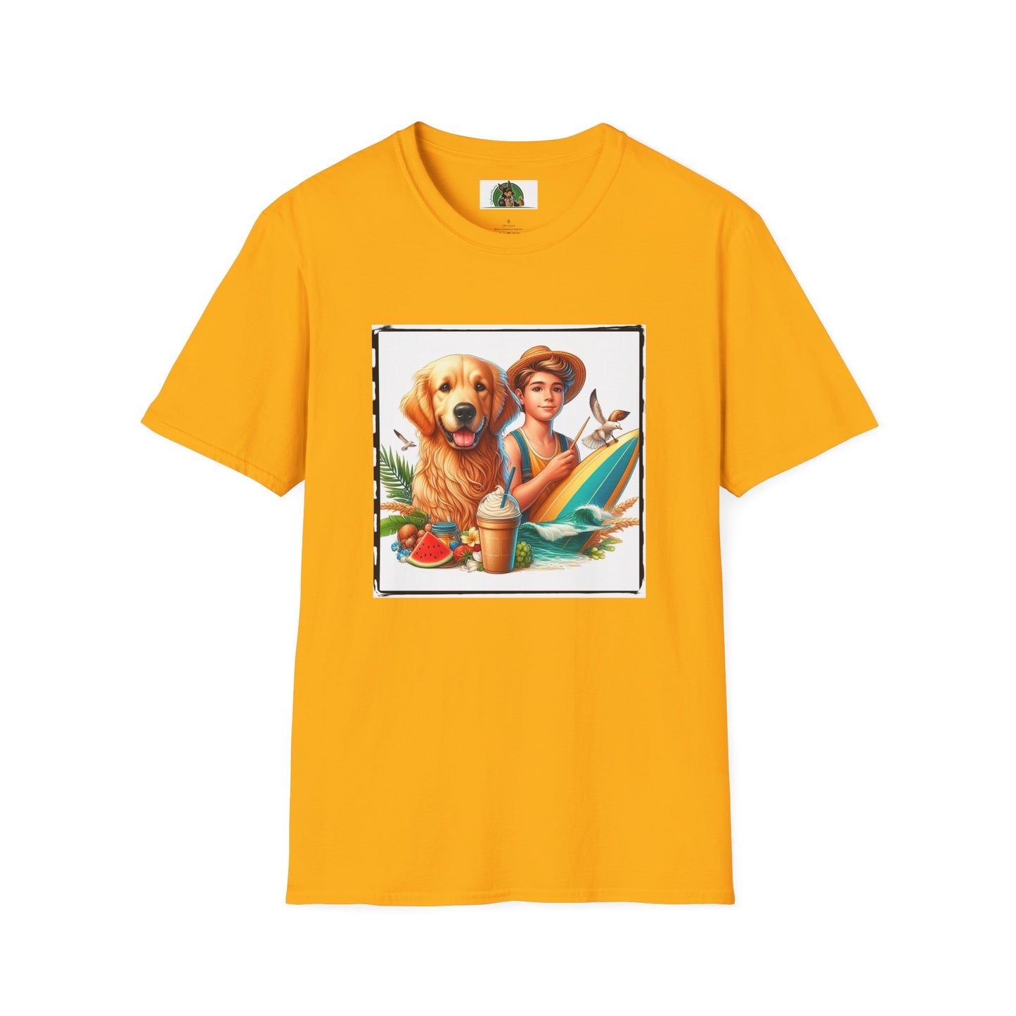 Golden Retriever boy and handsome puppy T-Shirt Printify S Gold