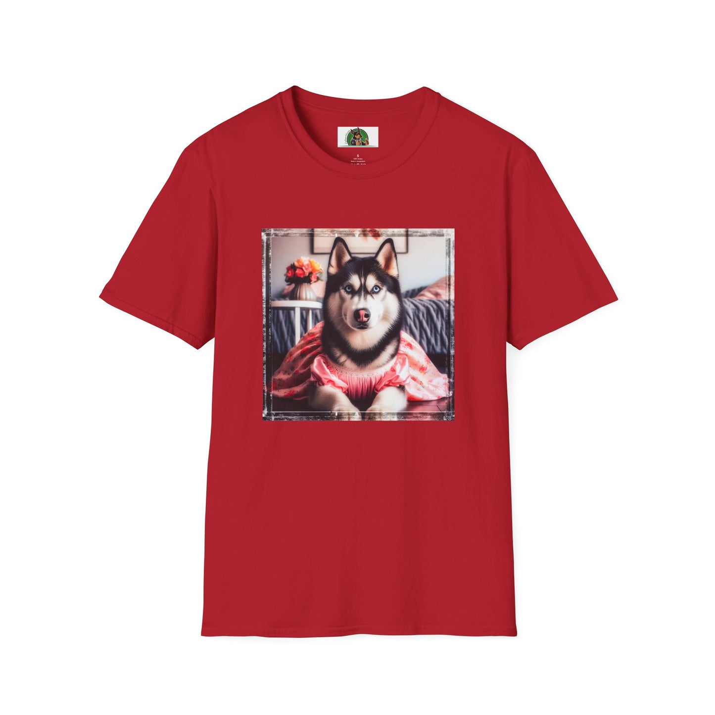 Husky pretty pink dress shirt T-Shirt Printify S Cherry Red