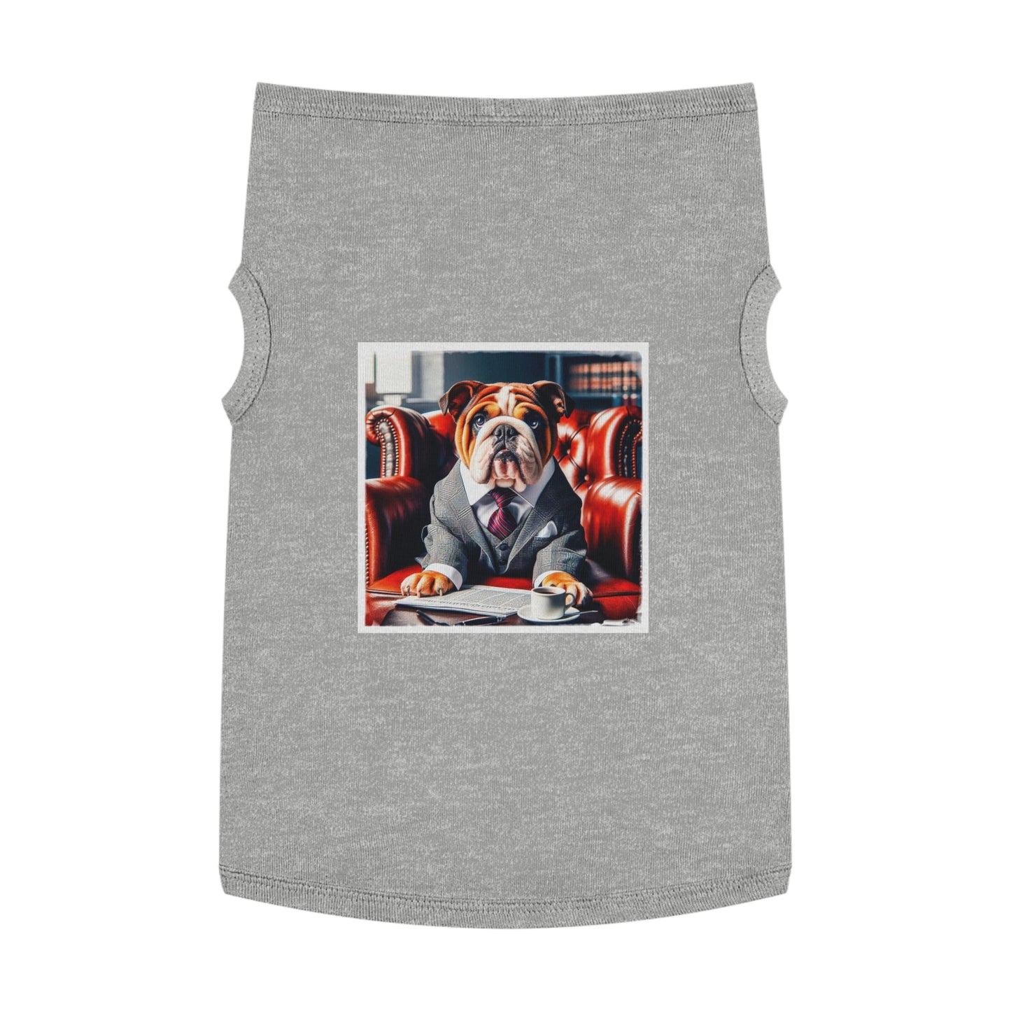Pet Tank Top Bulldog sitting business man t shirt Pets Printify XL Heather