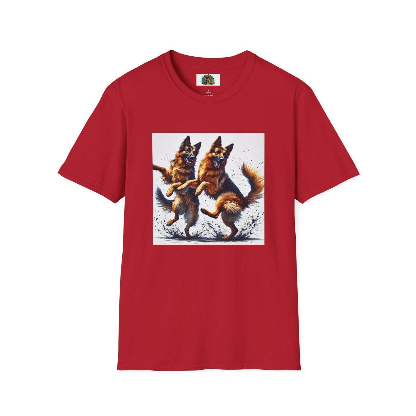 German Shepherd T-Shirt - Dancing Dog Design T-Shirt Printify S Cherry Red