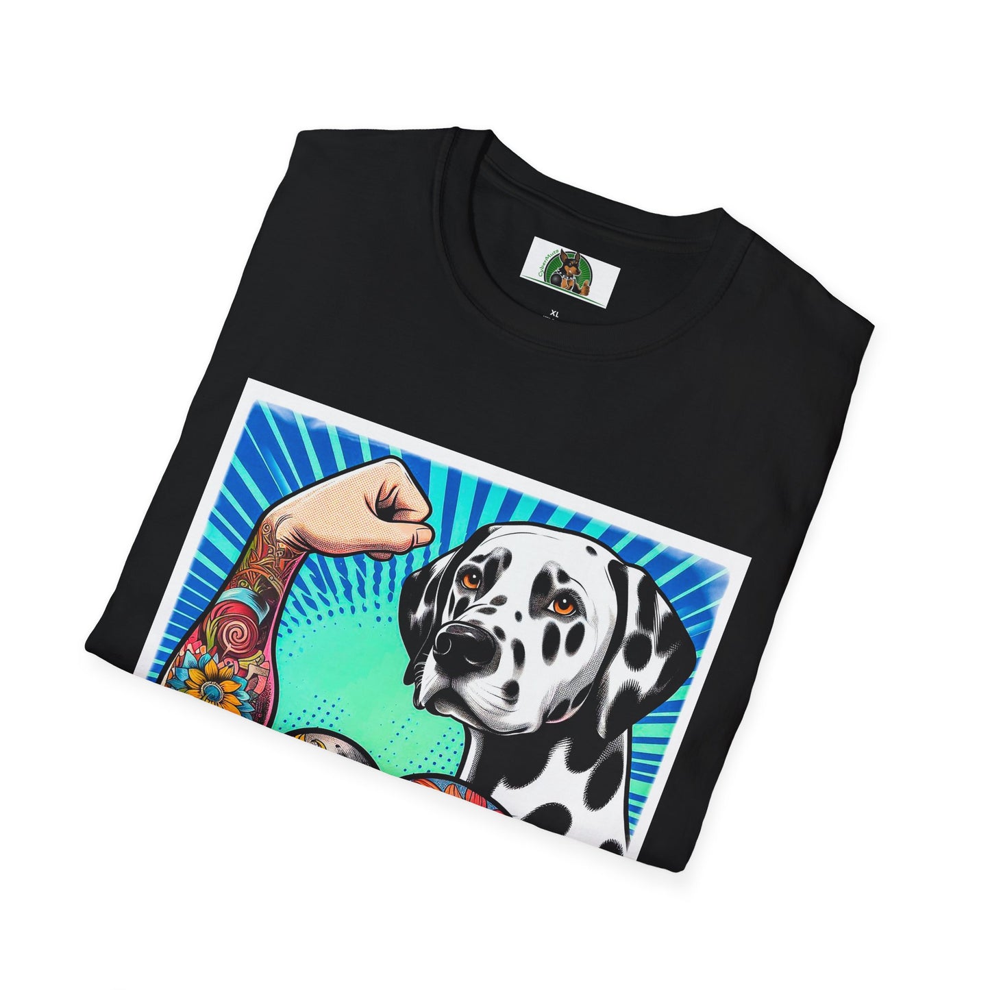 Dalmatian arm flexing t shirt T-Shirt Printify