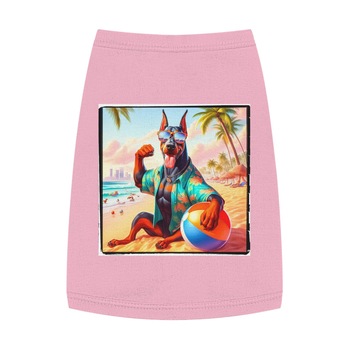 Pet Tank Top Doberman fun in the sun t shirt Pets Printify M Pink
