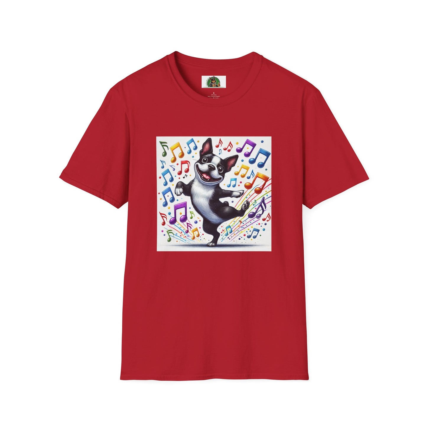 Boston Terrier Dancing Dog T-Shirt T-Shirt Printify S Cherry Red