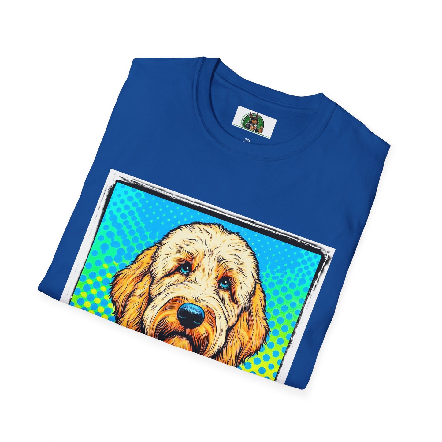Golden Doodle blue suit t shirt T-Shirt Printify