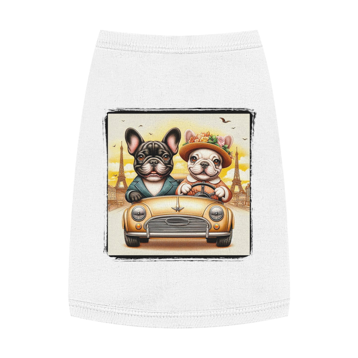 Wacky Pet Tank Top French Bulldog pretty in Paris t shirt Pets Printify