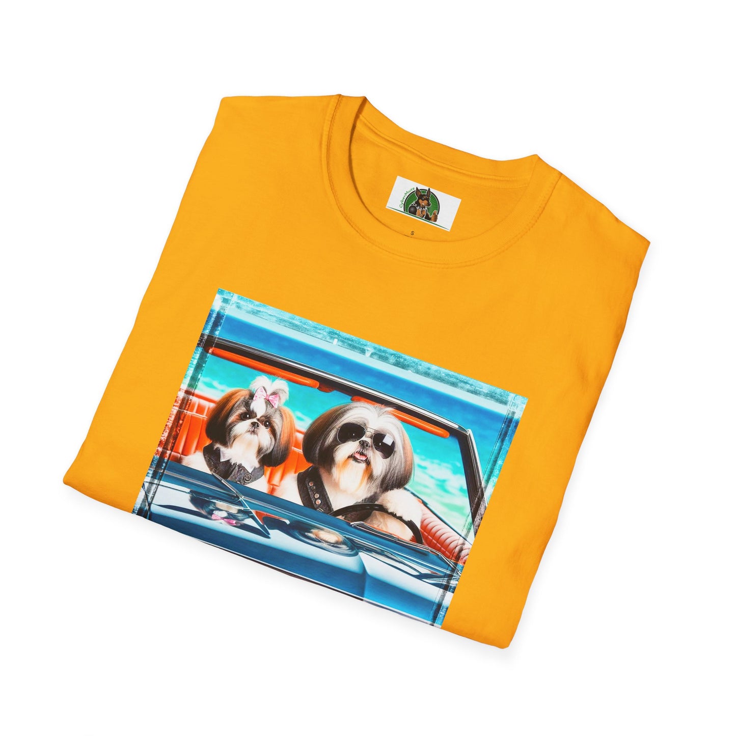 Wacky Shih Tzu couple driving
