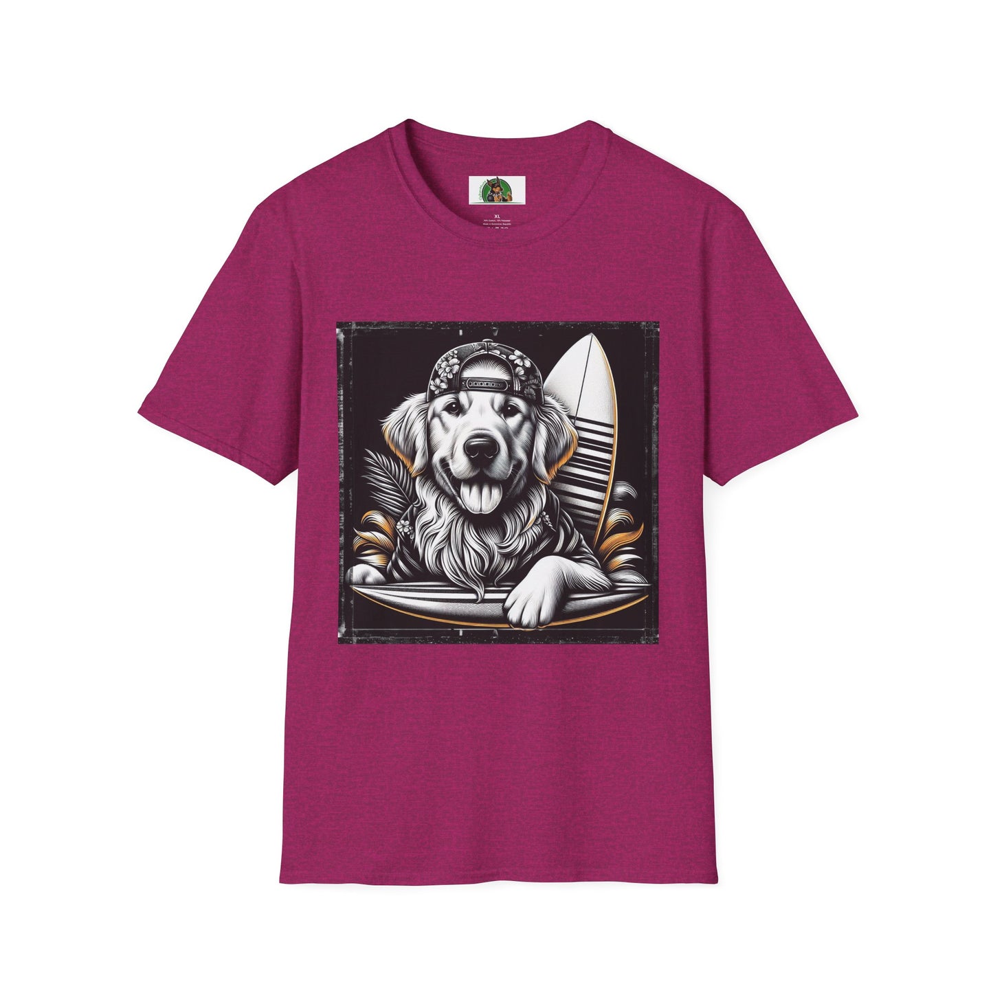 Golden Retriever cool surfer t shirt T-Shirt Printify S Antique Heliconia