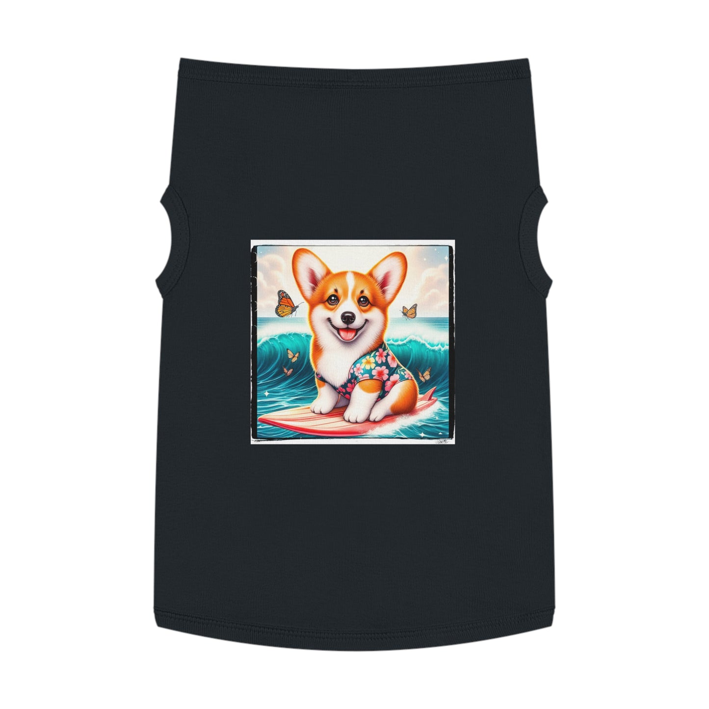 Pembroke Welsh Corgi tiny surfer Pets Printify XL Black