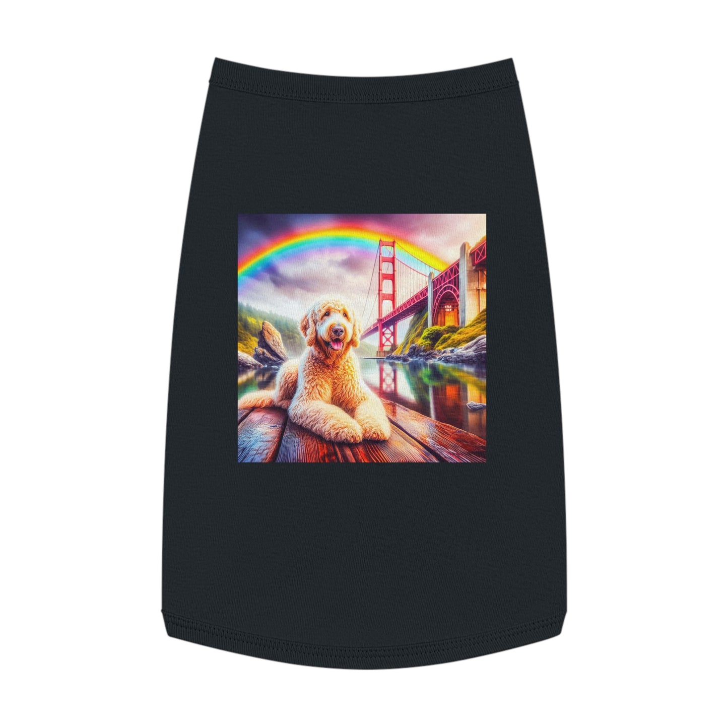 Pet Tank Golden Doodle pretty rainbow shirt Pets Printify L Black
